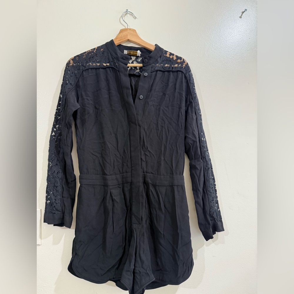 Zimmermann Black Lace-Trim Utility Jacket Romper